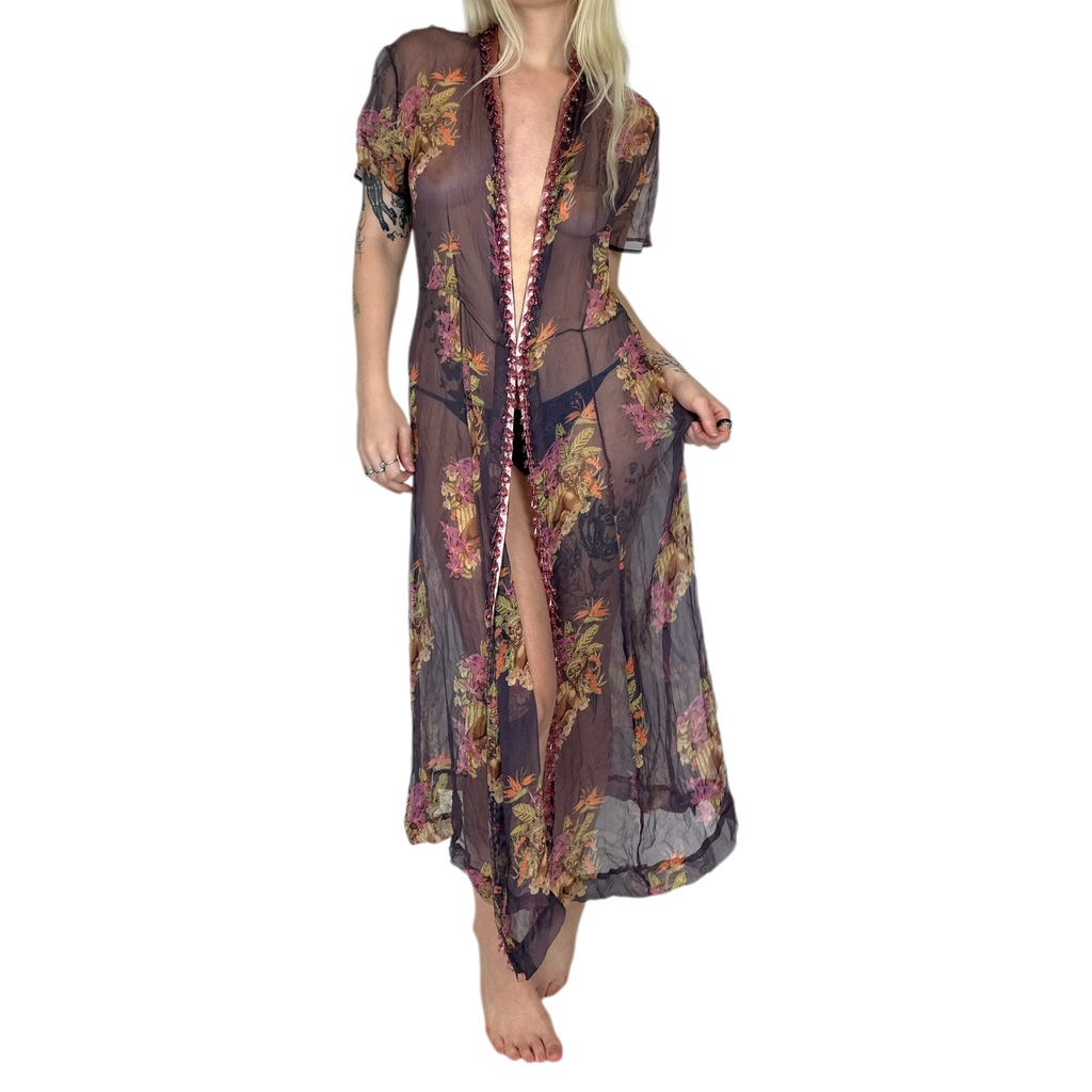 Vintage Handmade Silk Maxi Dress (L)