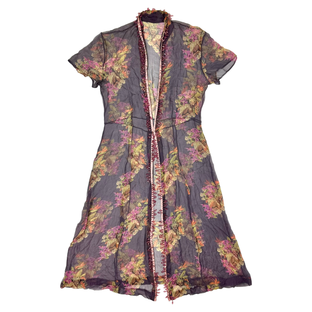 Vintage Handmade Silk Maxi Dress (L)