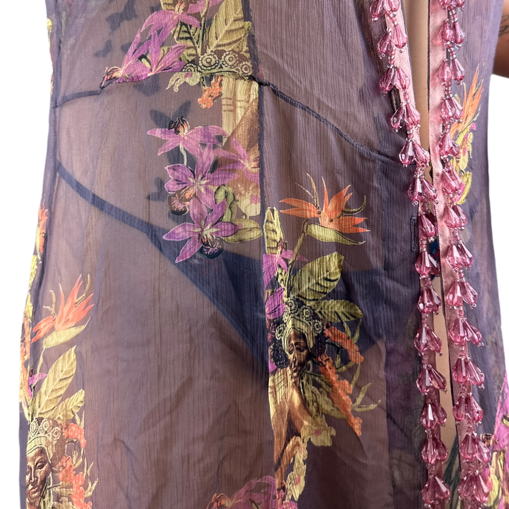 Vintage Handmade Silk Maxi Dress (L)