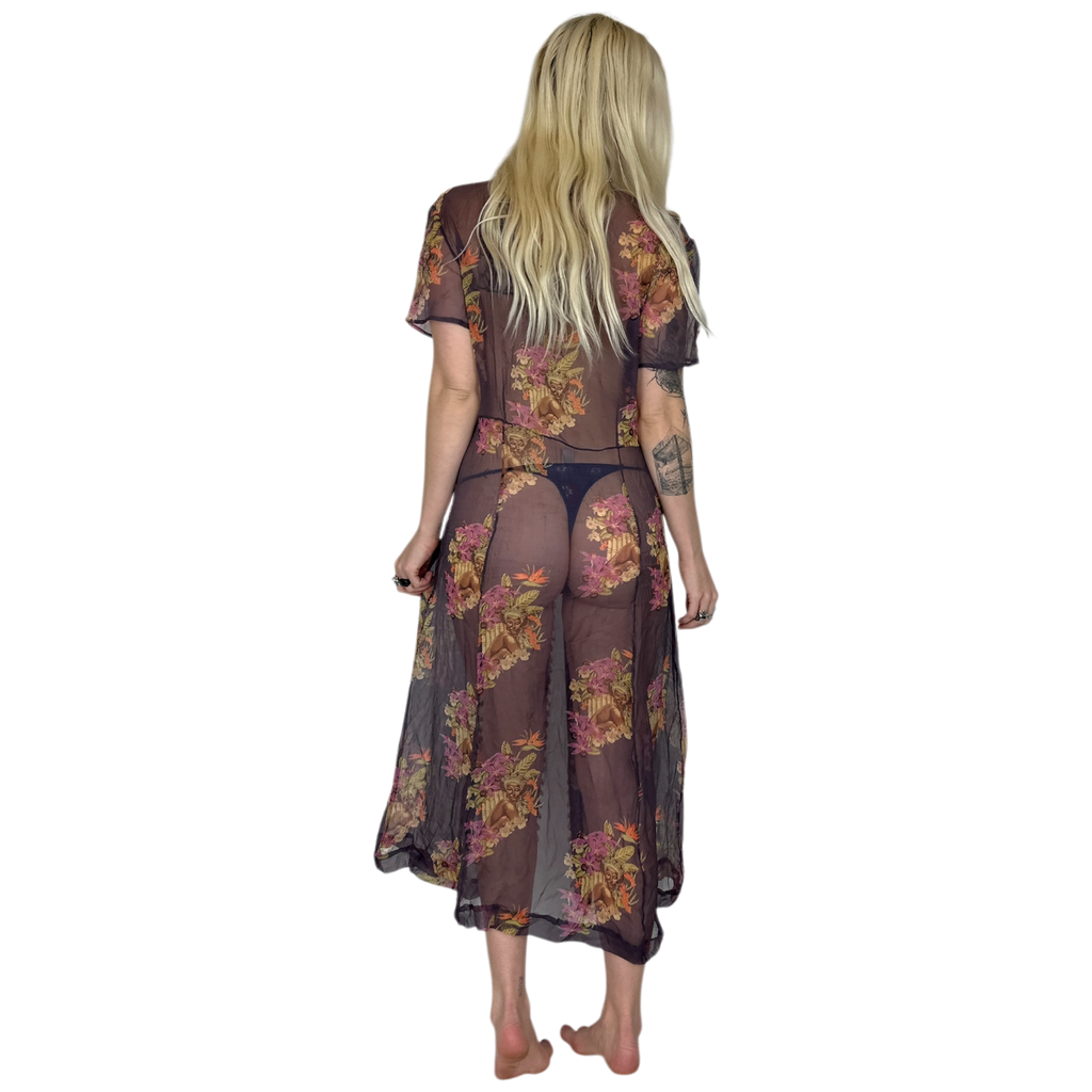 Vintage Handmade Silk Maxi Dress (L)