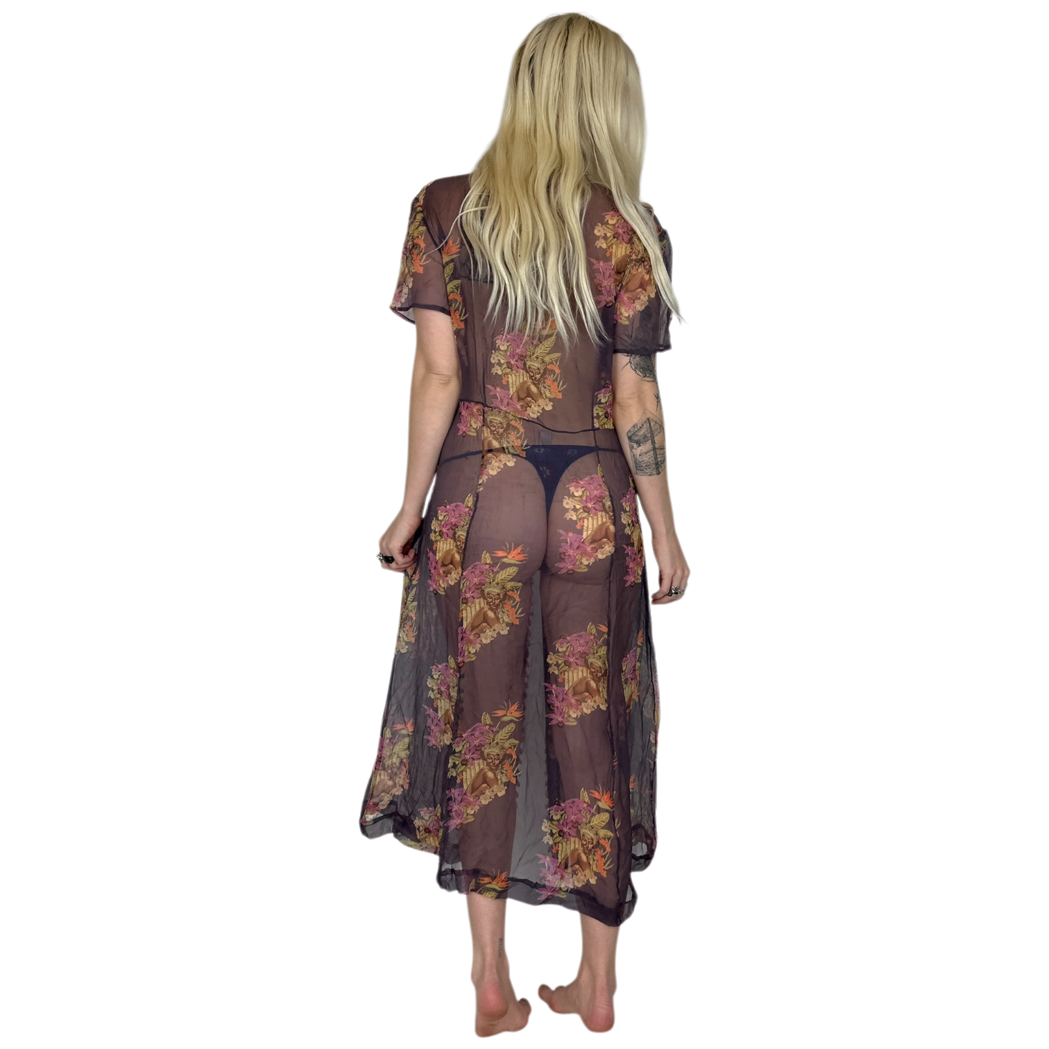 Vintage Handmade Silk Maxi Dress (L)