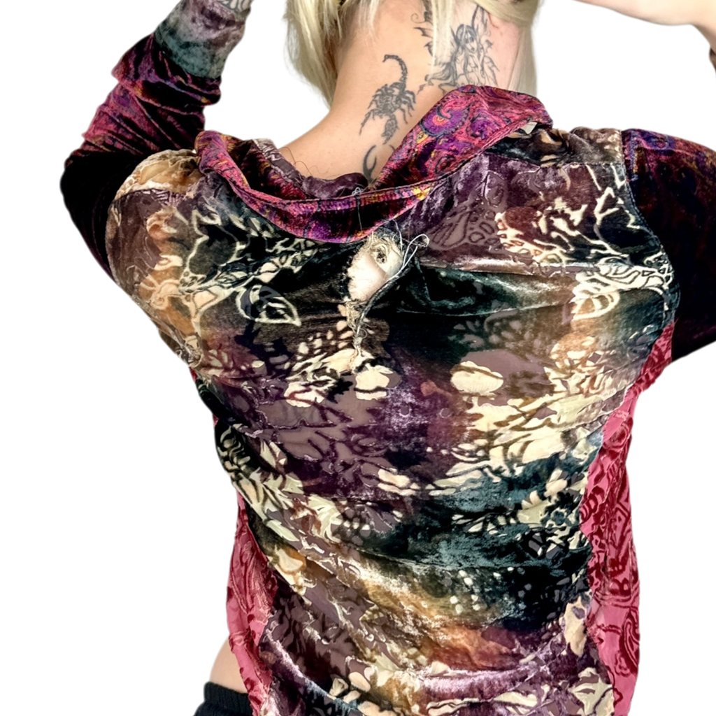 Whimsigoth Velvet Burnout Blouse (S)