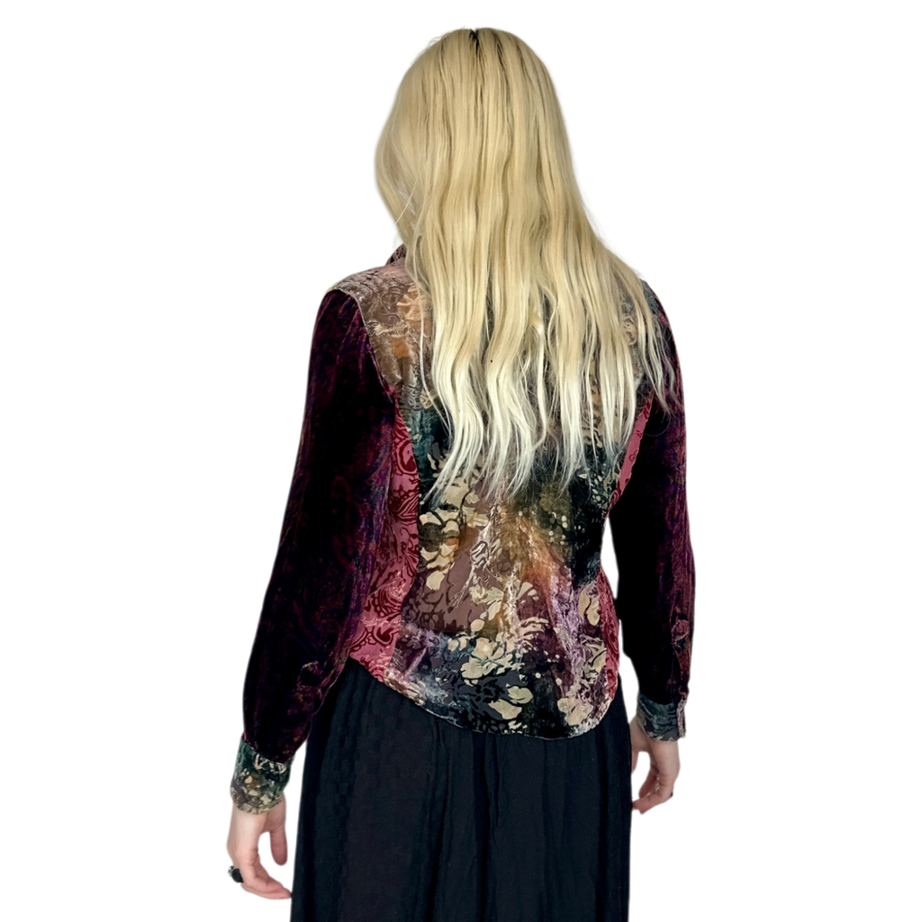 Whimsigoth Velvet Burnout Blouse (S)