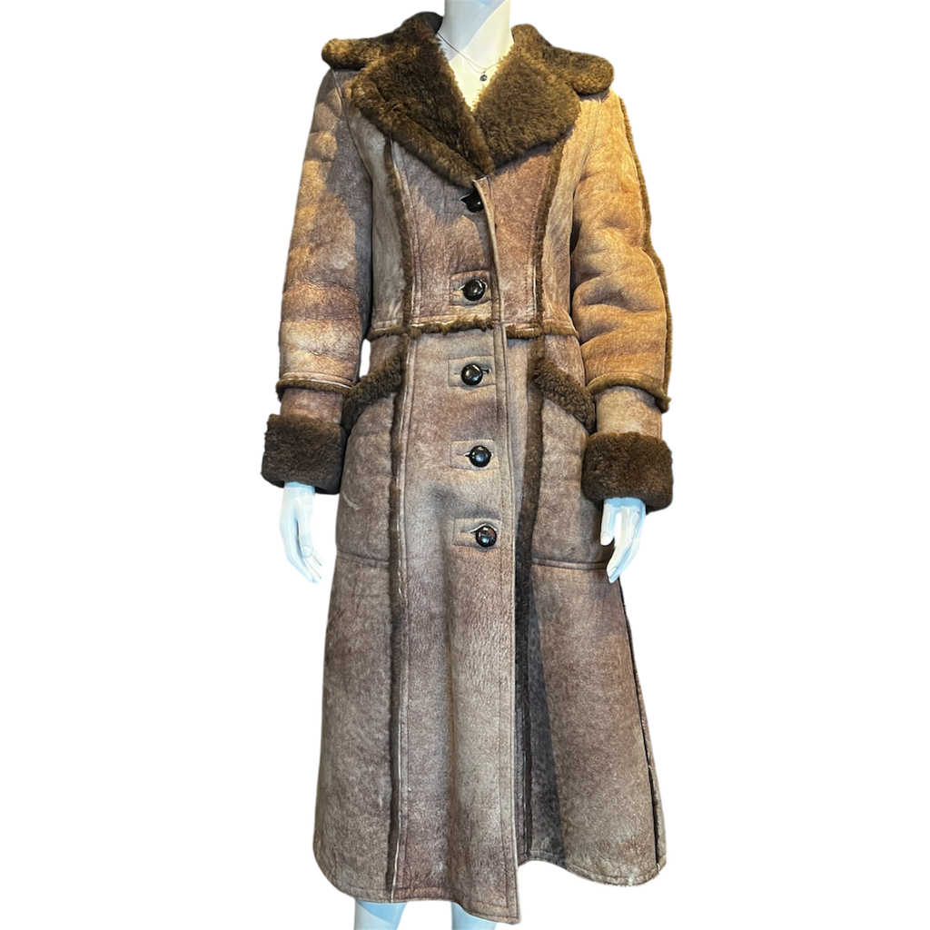 Suede Sheepskin Fur Trench Coat (S-M)