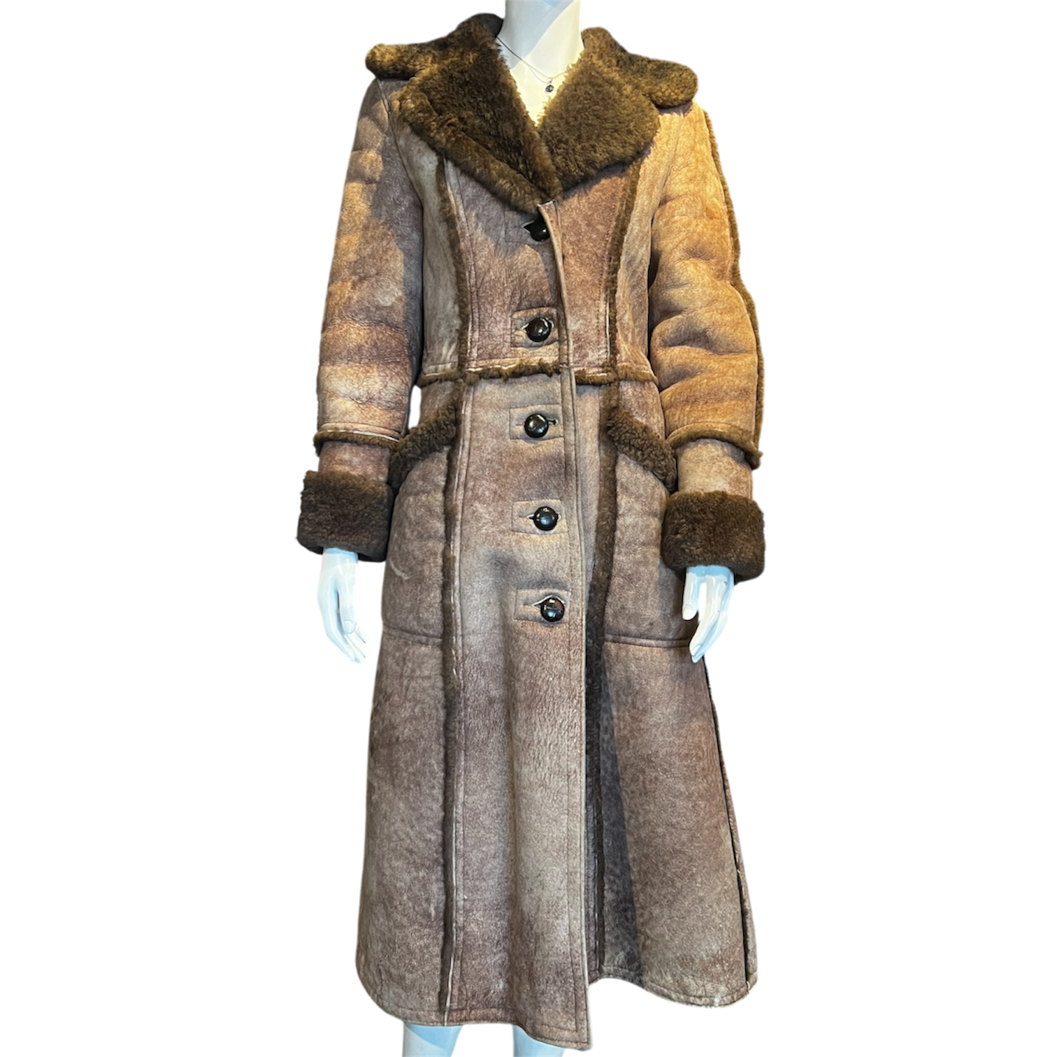 Suede Sheepskin Fur Trench Coat (S-M)