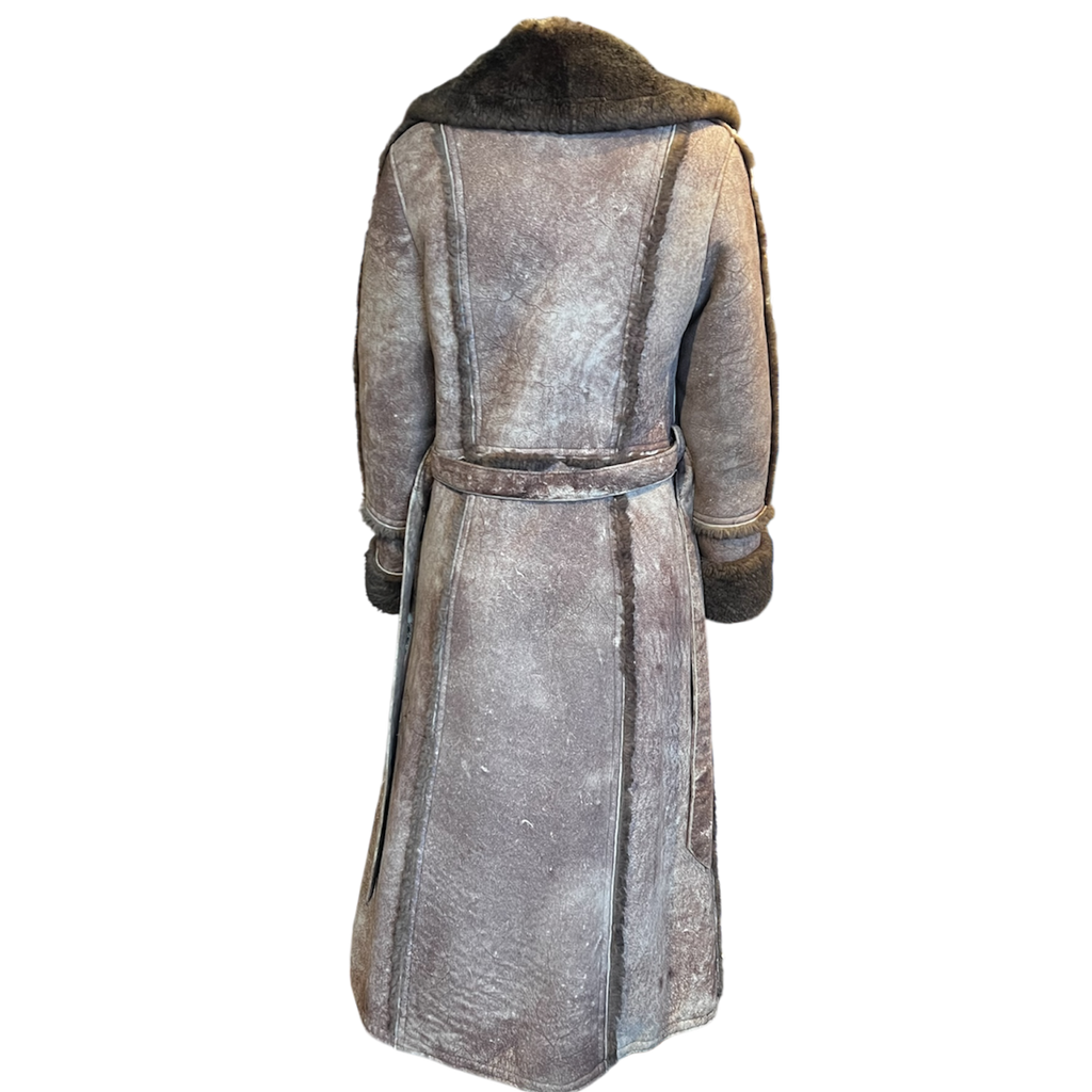 Suede Sheepskin Fur Trench Coat (S-M)