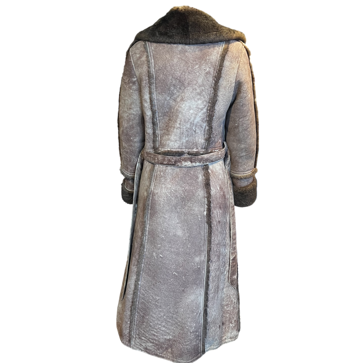 Suede Sheepskin Fur Trench Coat (S-M)