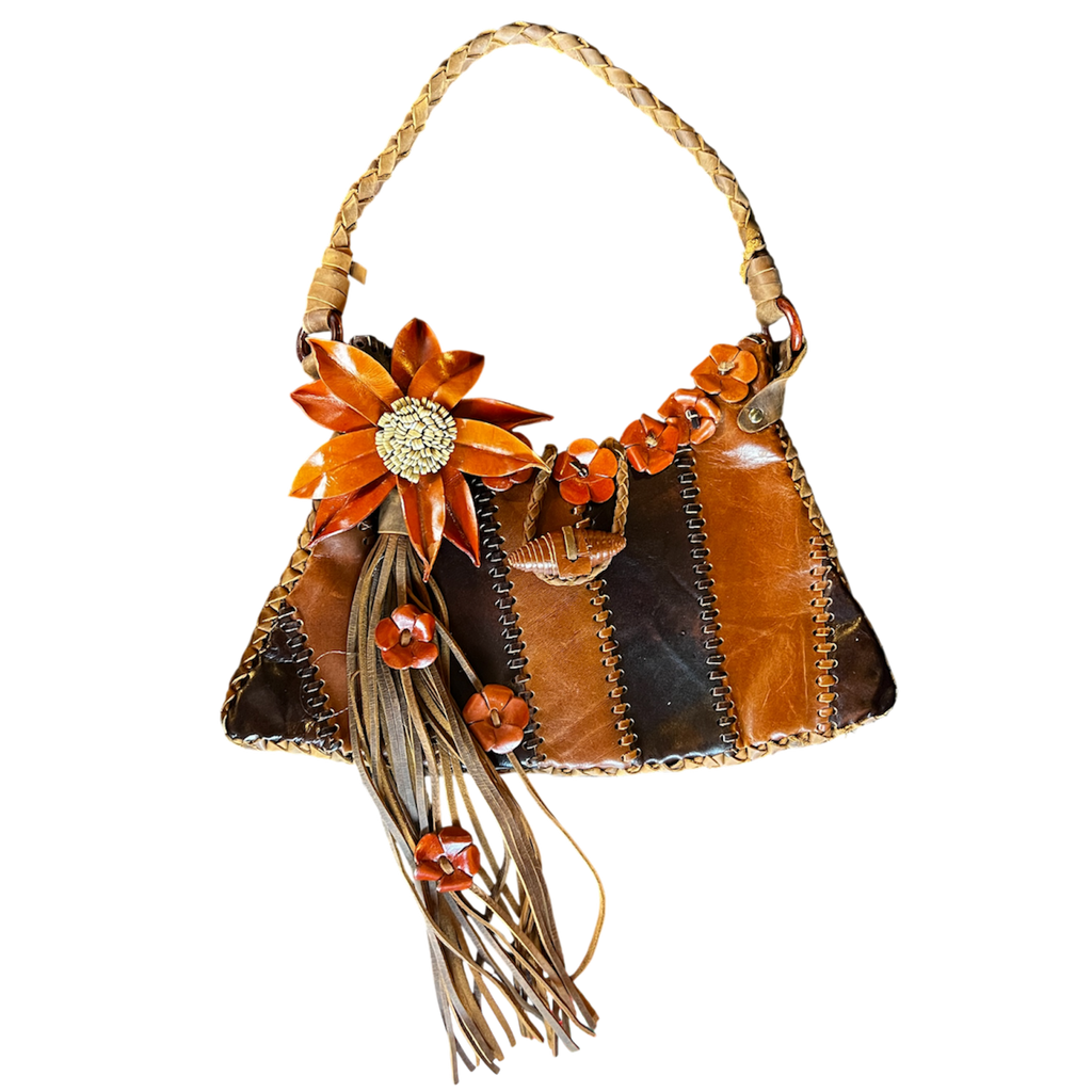 Handmade Patchwork Leather Flower Purse
