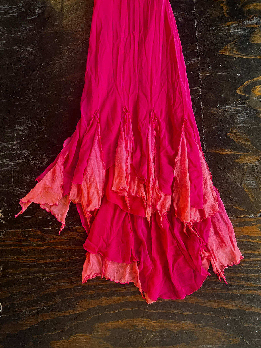 Caché Pink Silk Fringe Slip (S)