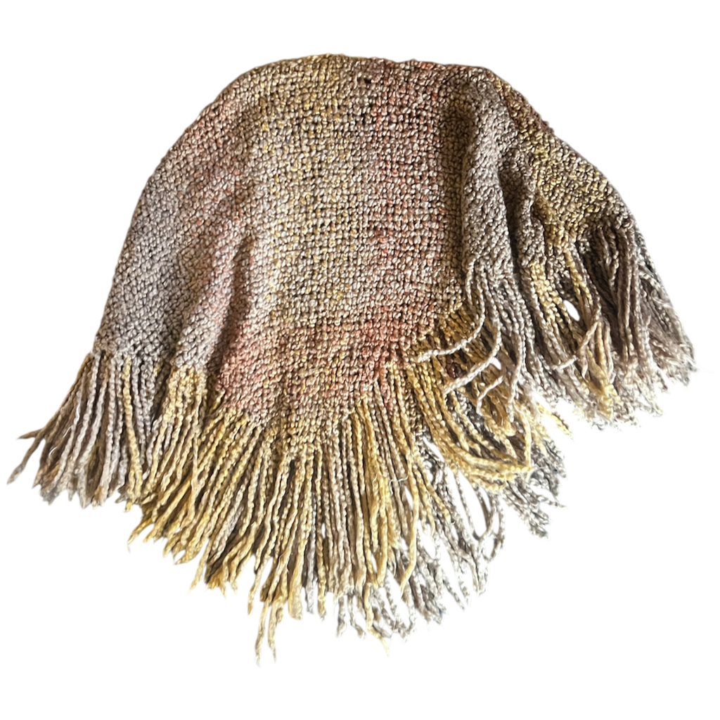 Chunky Knit Autumnal Fringe Poncho (OS)