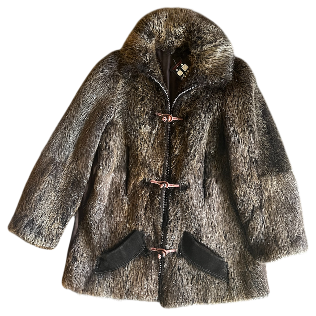 Brown Fur Suede Button Coat (M)