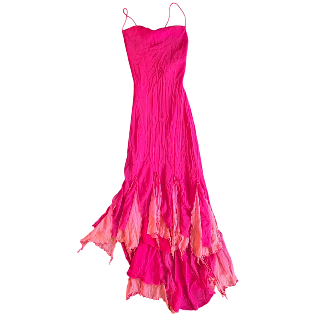 Caché Pink Silk Fringe Slip (S)