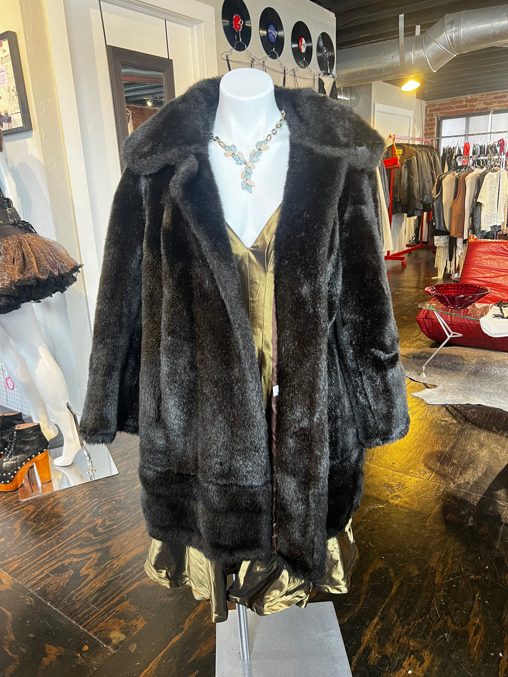 Brown Faux Fur Overcoat (M/L)