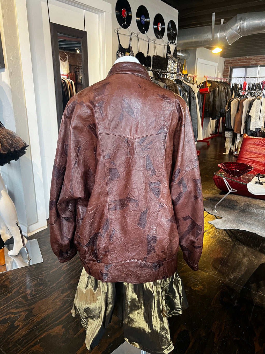 Two-Tone Brown Leather Jacket (L)