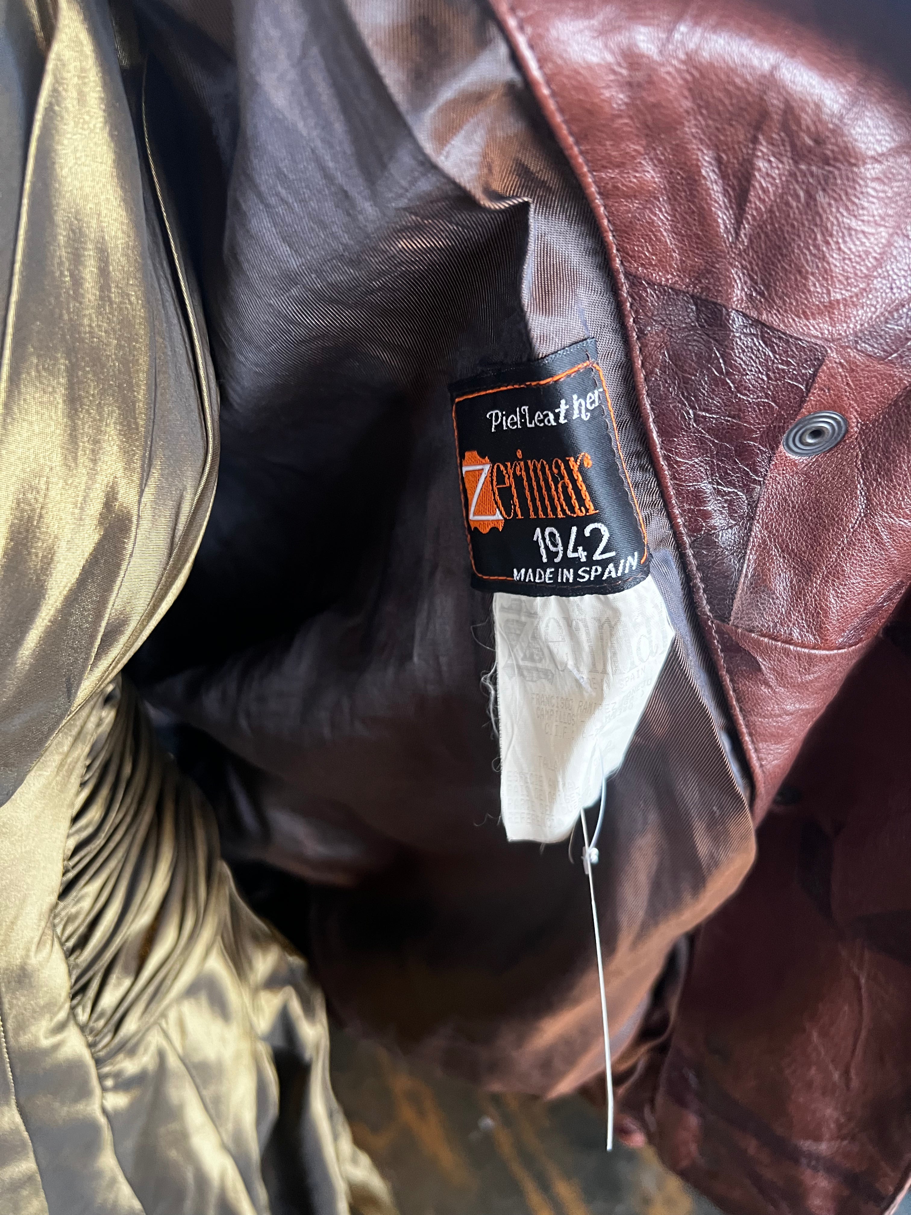 Two-Tone Brown Leather Jacket (L)