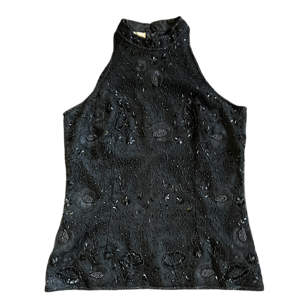 Black Bedazzled Sleeveless Mock Neck (M)