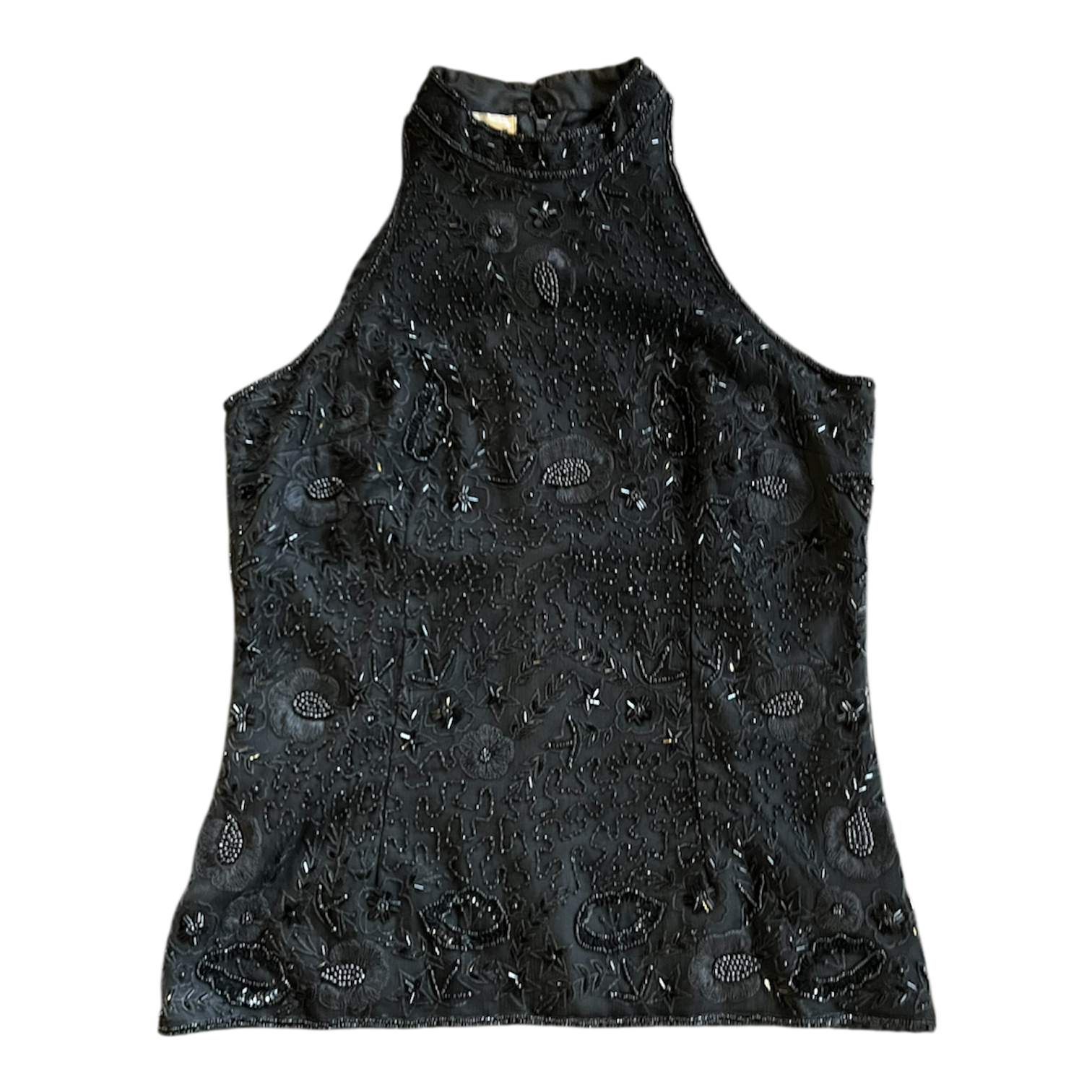 Black Bedazzled Sleeveless Mock Neck (M)