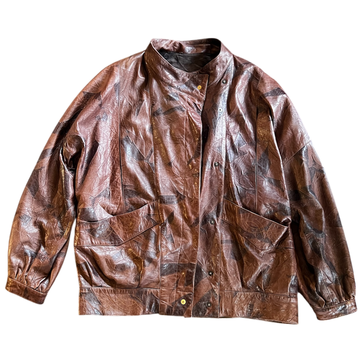 Two-Tone Brown Leather Jacket (L)