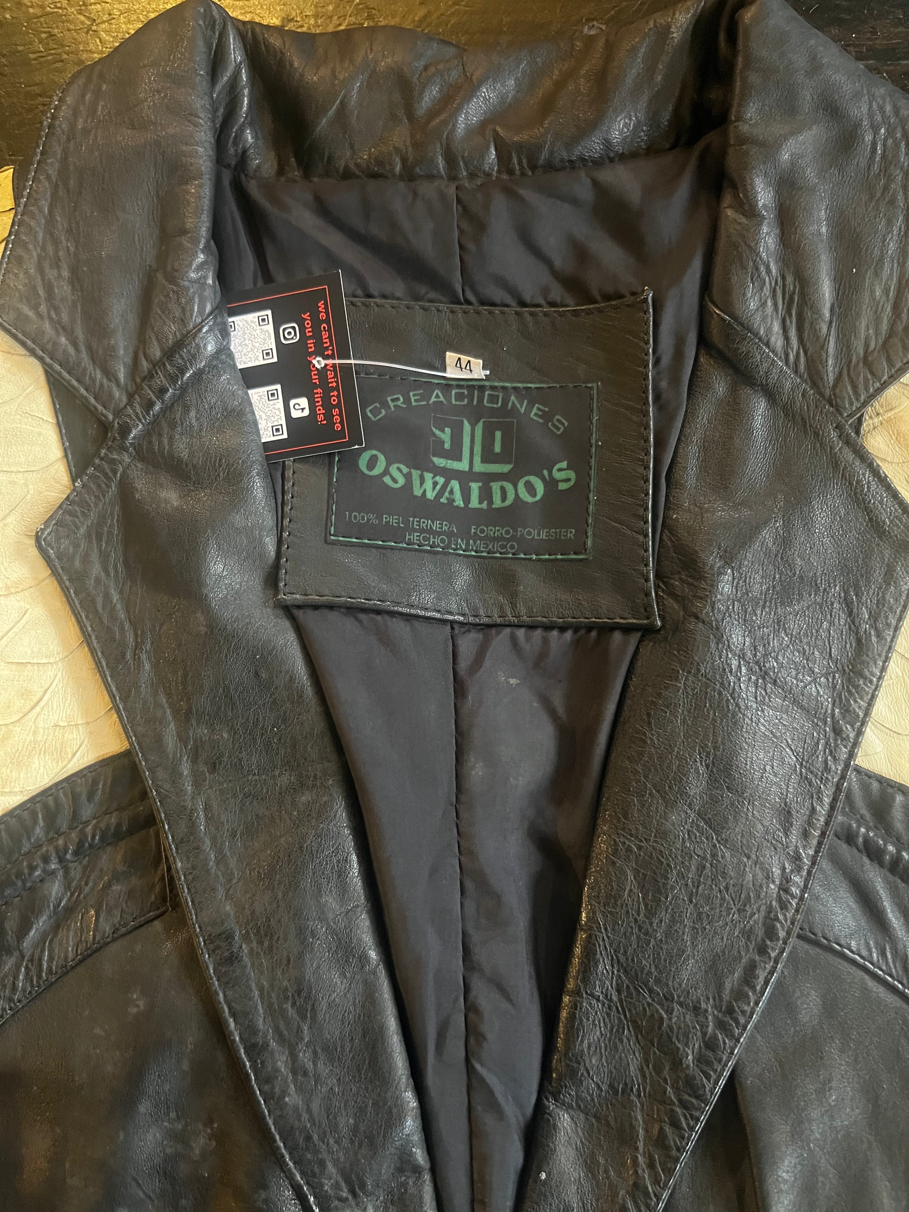 Black Cream Faux Crocodile Jacket (XL)