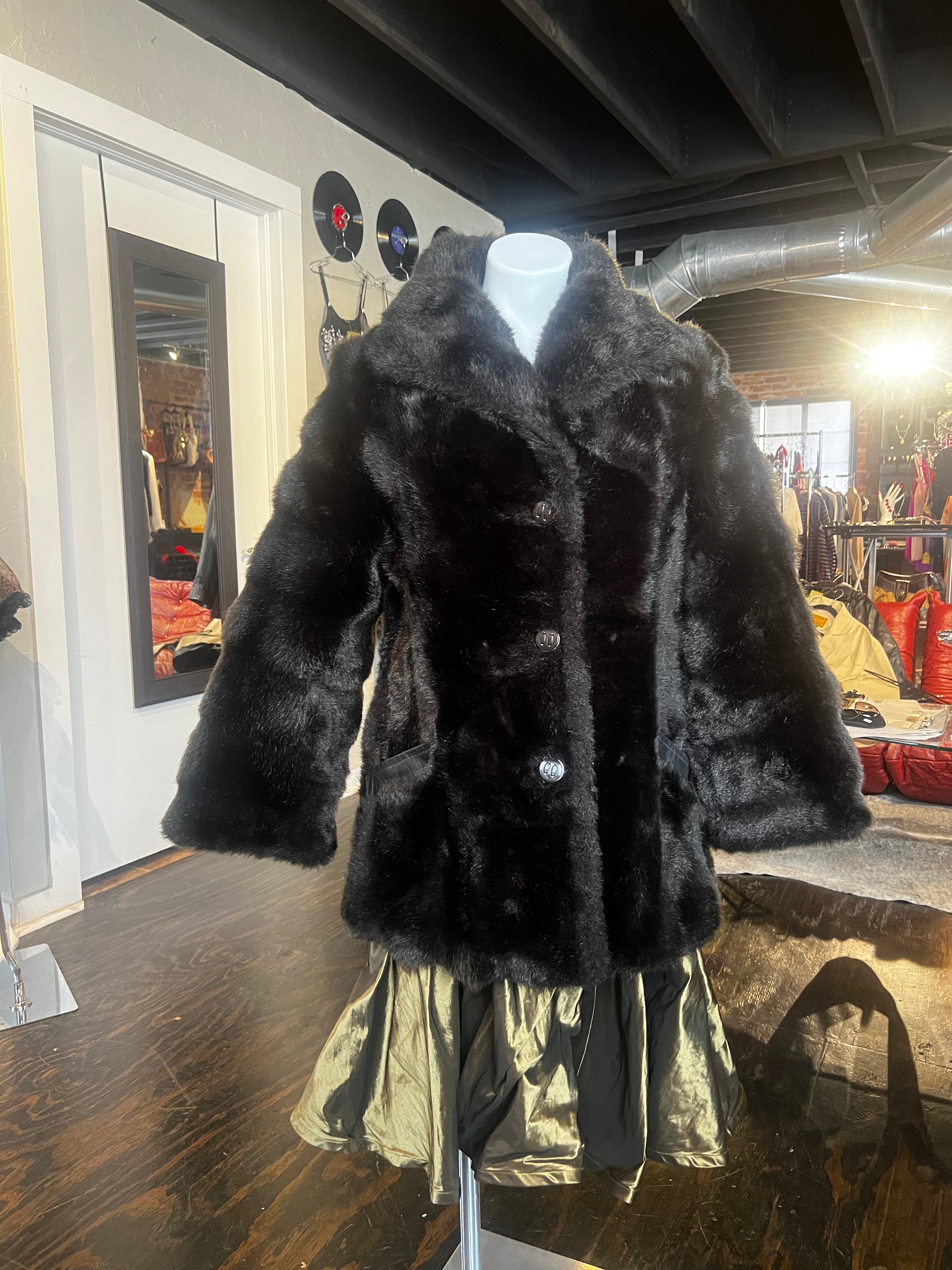 Dark Brown Faux Fur Coat (M/L)