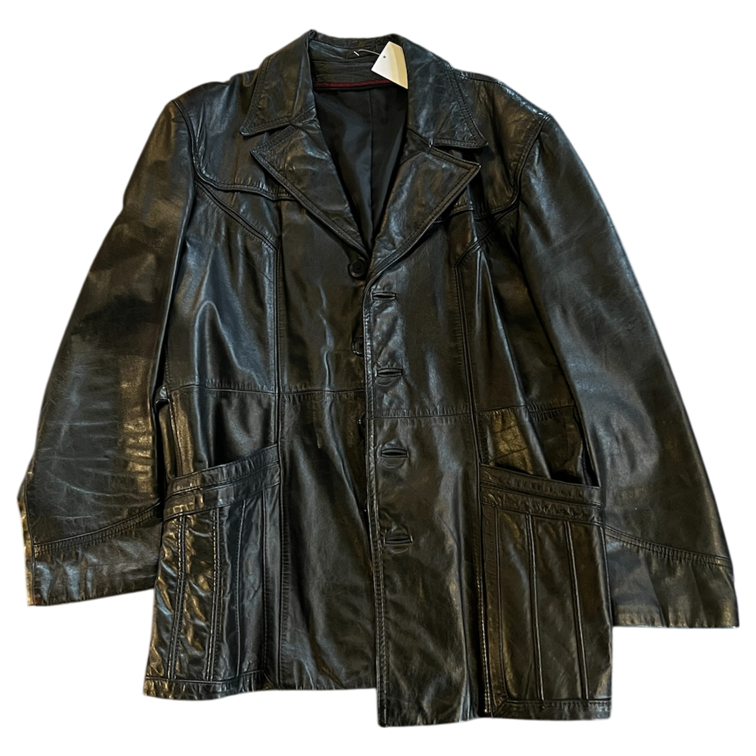 Black Leather Oversized Jacket (XL)