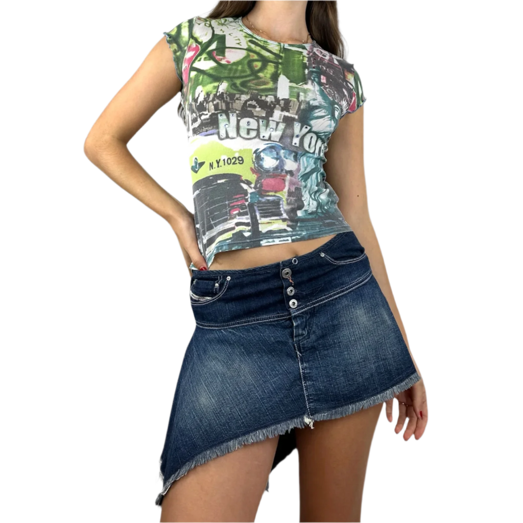 Diesel Dark Denim Asymmetrical Skirt (XS)