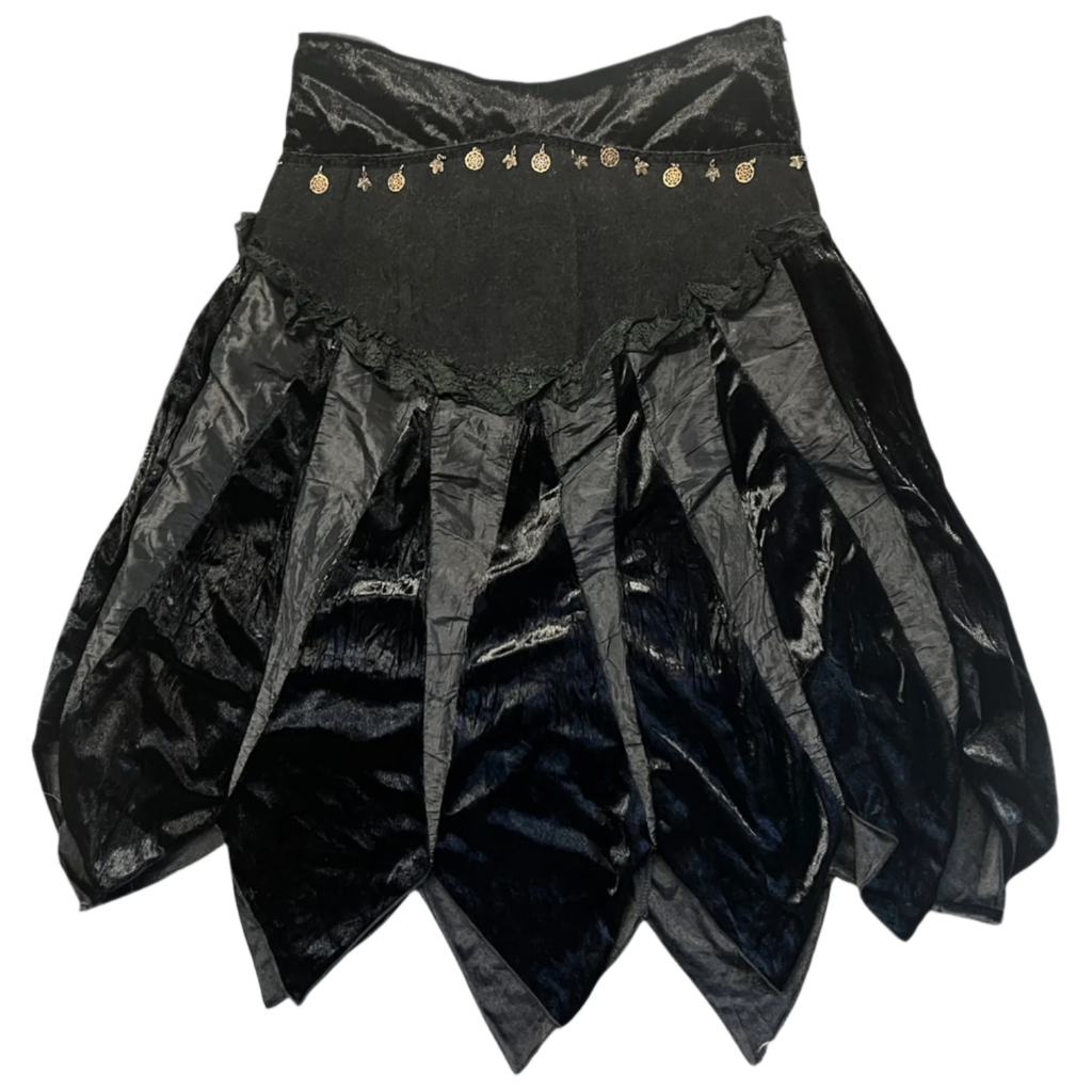 Black Crushed Velvet Bead Skirt (M)
