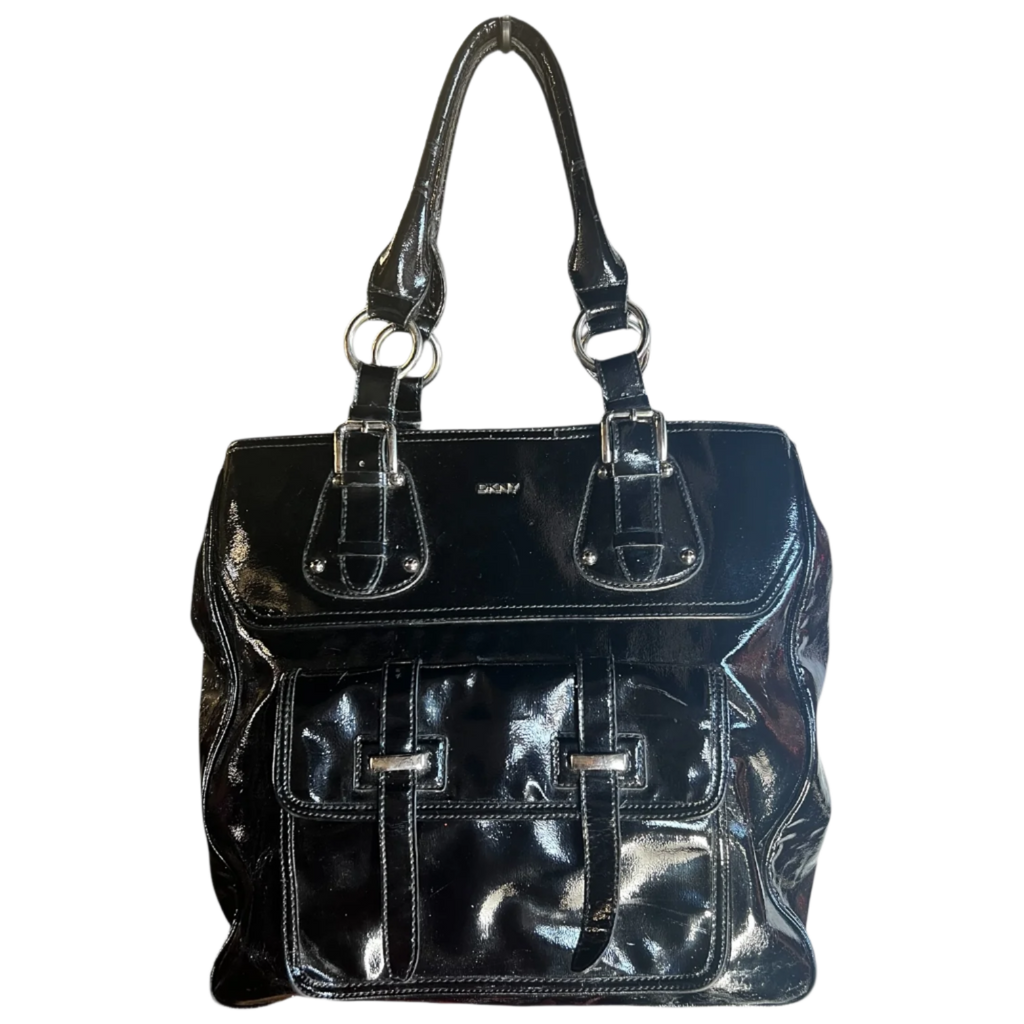DKNY Black Leather Silver Bag