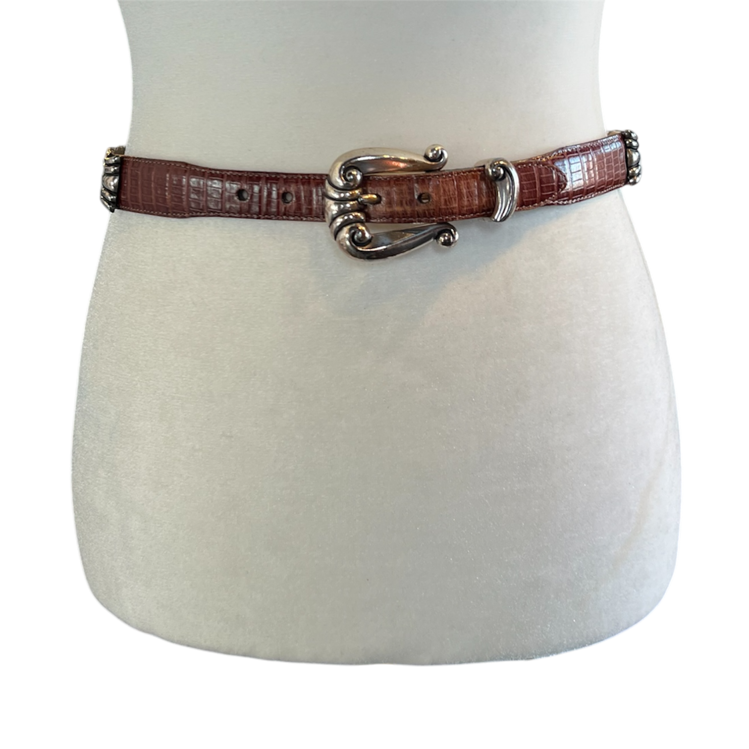 Brighton Brown Leather Silver Belt