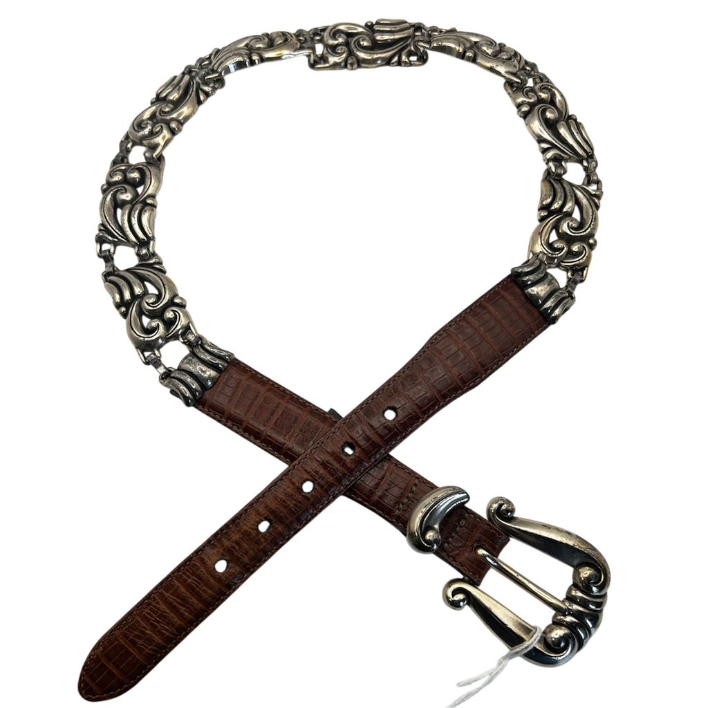Brighton Brown Leather Silver Belt