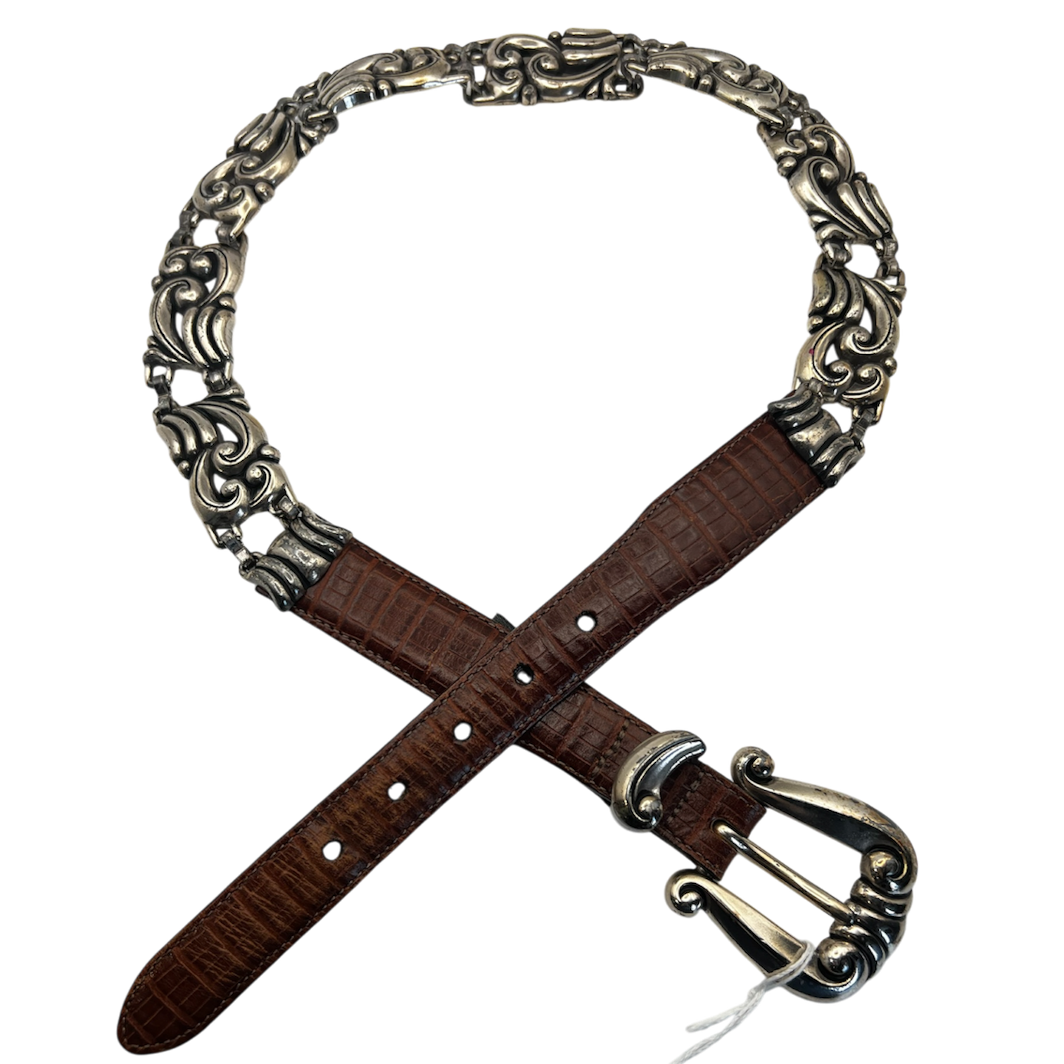 Brighton Brown Leather Silver Belt