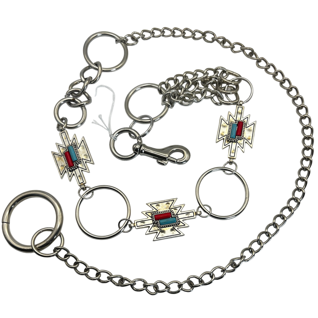 Silver Turquoise Emblem Chain Belt