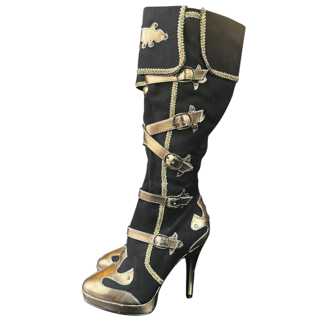 Black Gold Metallic Platform Boots (8)
