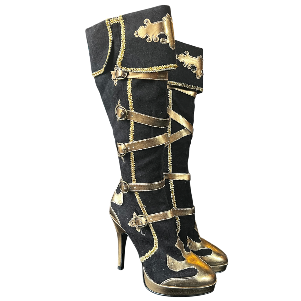 Black Gold Metallic Platform Boots (8)