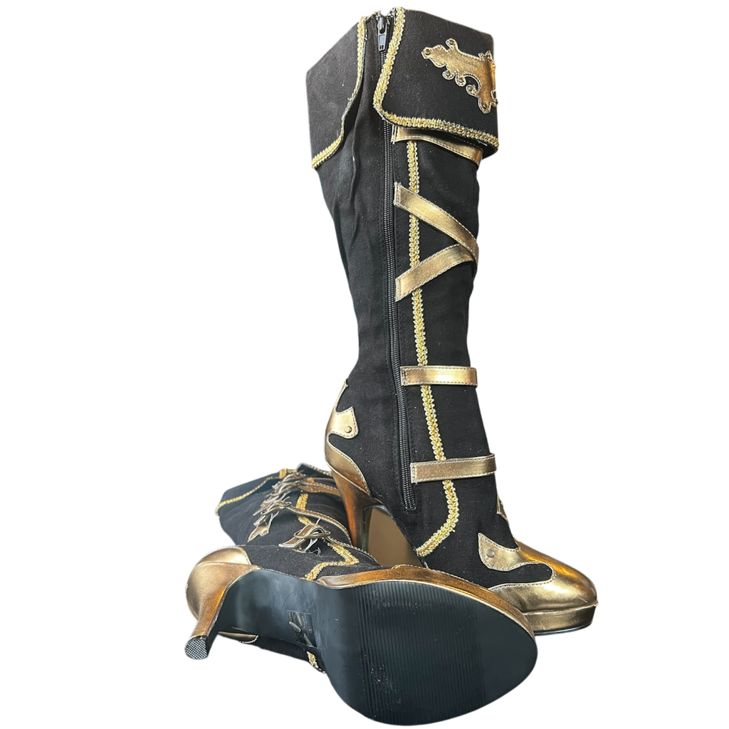 Black Gold Metallic Platform Boots (8)