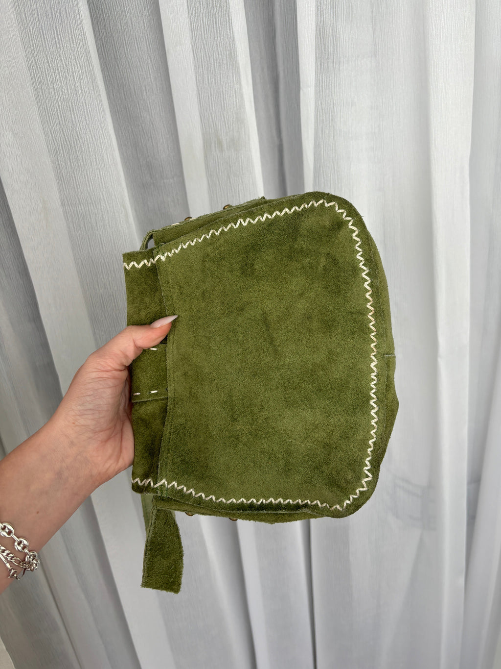 Vintage Suede Studded Shoulder Bag