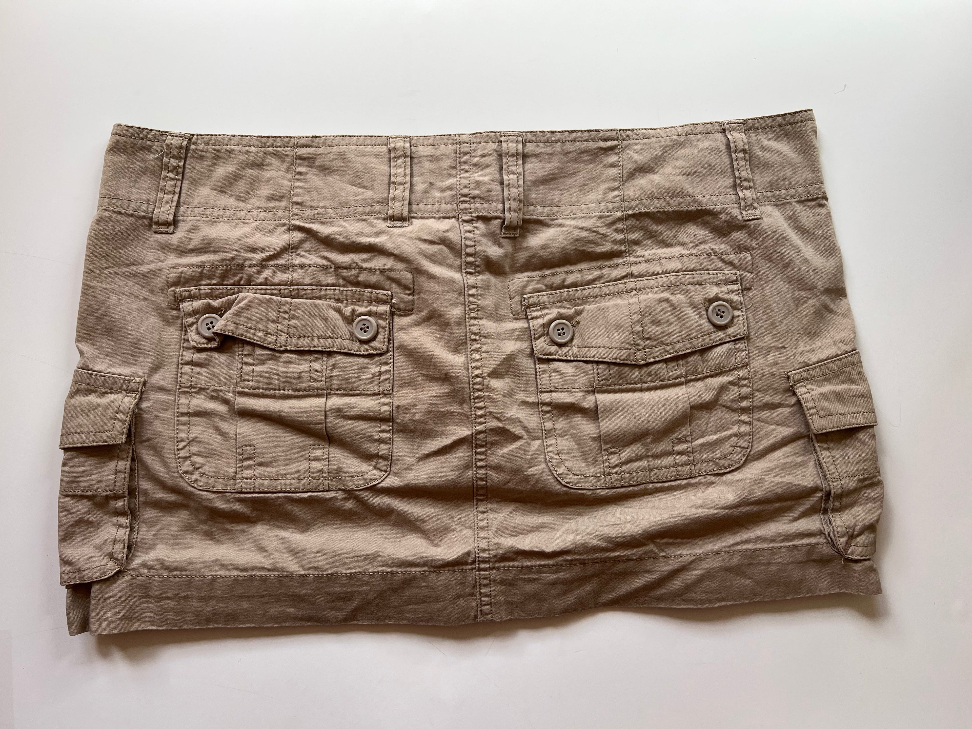 Y2K Khaki Cargo Mini Skirt (S/M)