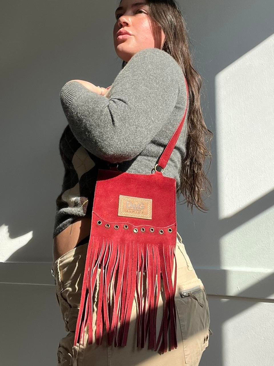 Vintage Dolce & Gabbana Jr Fringe Suede Shoulder Bag