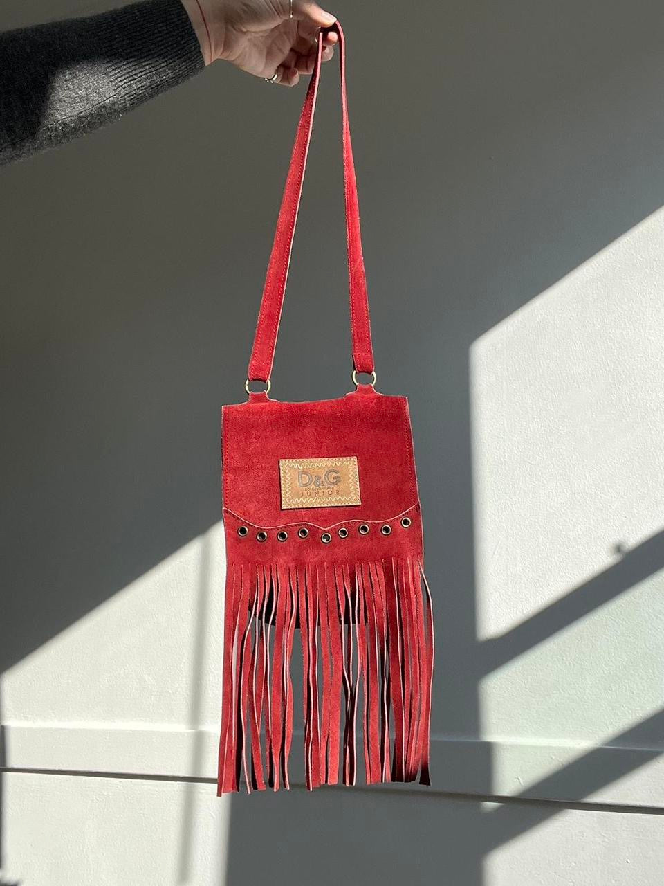 Vintage Dolce & Gabbana Jr Fringe Suede Shoulder Bag