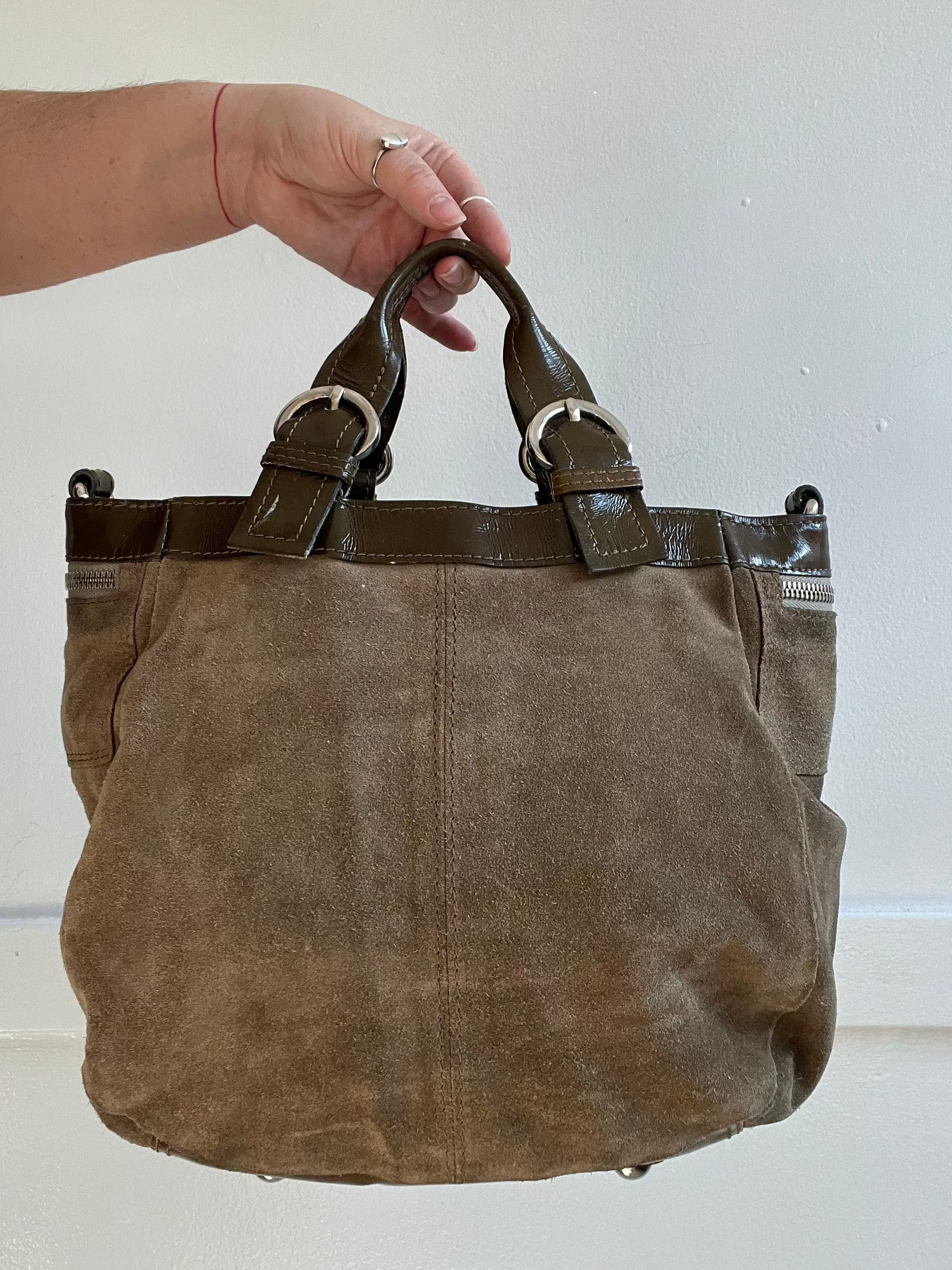 Vintage Italian Designer Suede Hand Bag