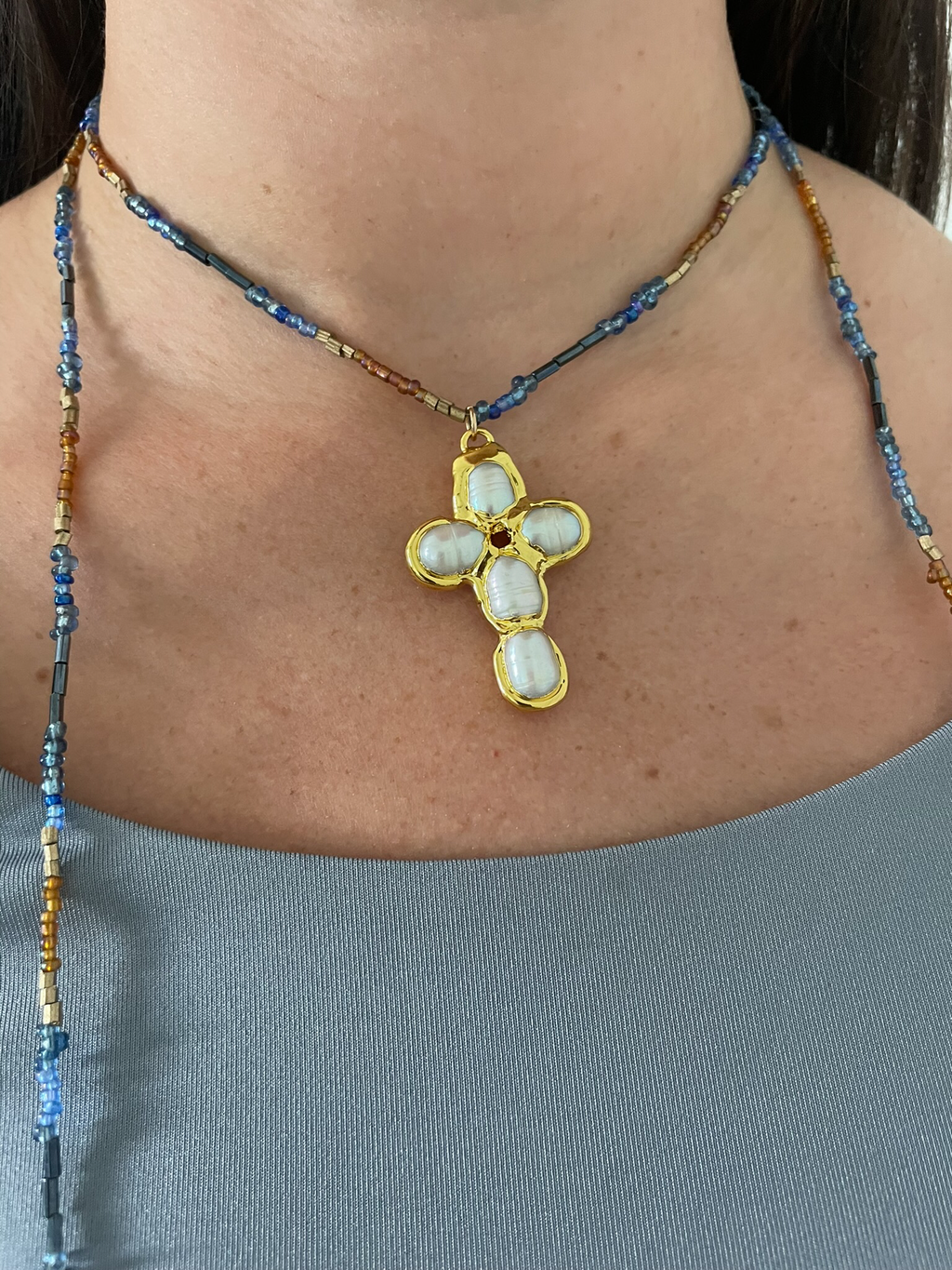 Beaded Cross Necklace