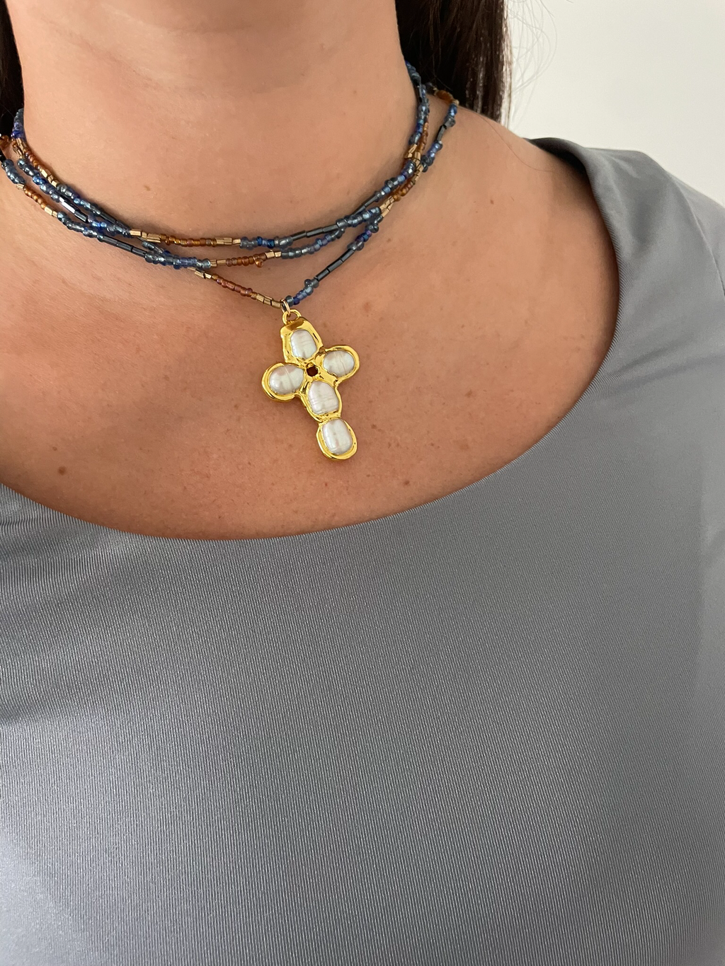 Beaded Cross Necklace