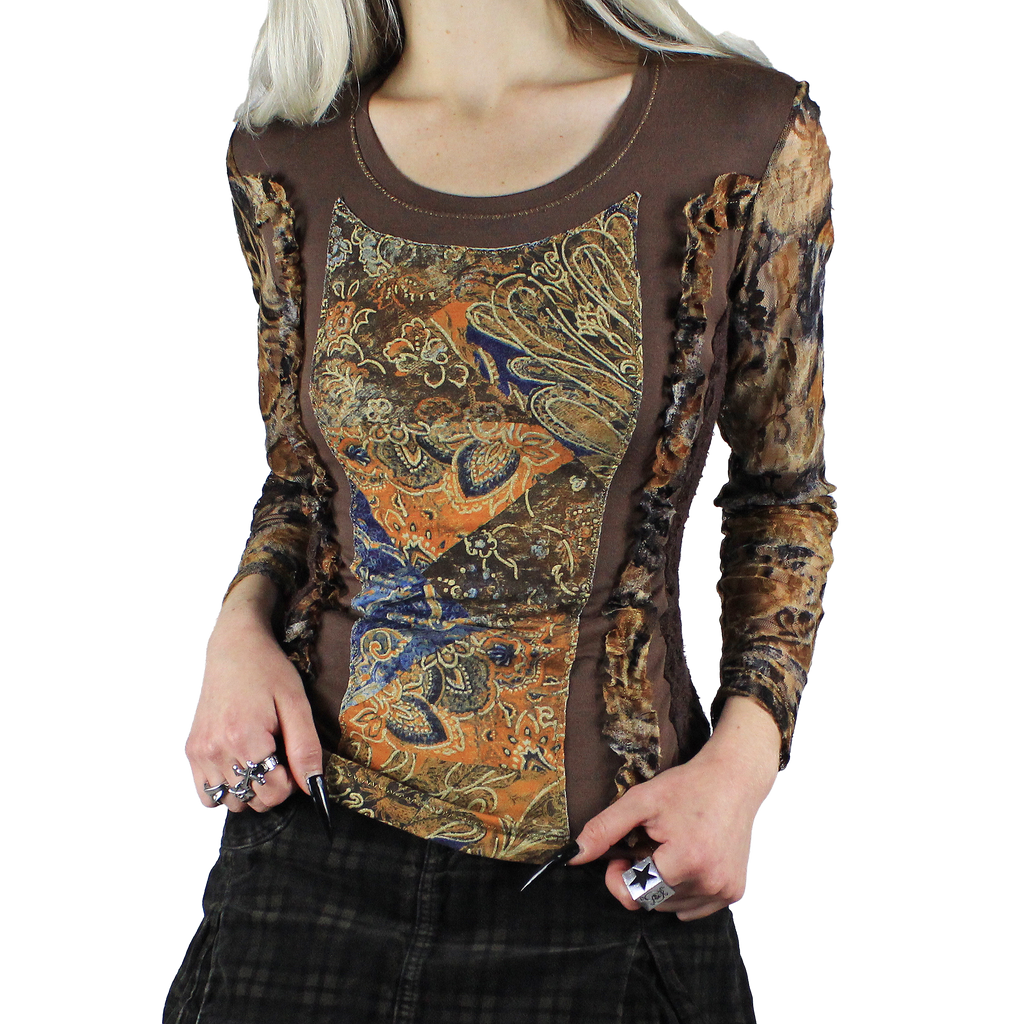 Italian Vintage Lace / Mesh Top (XS/S)