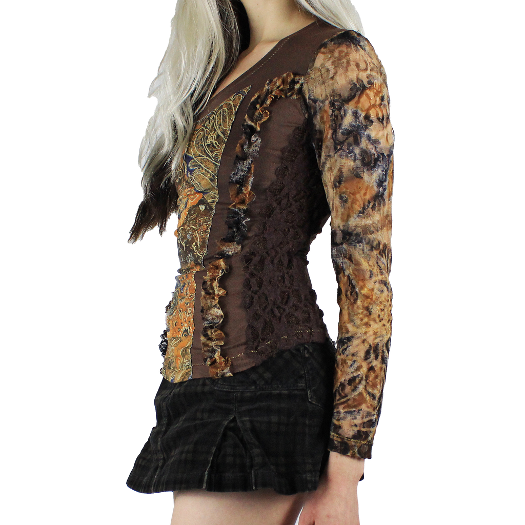 Italian Vintage Lace / Mesh Top (XS/S)