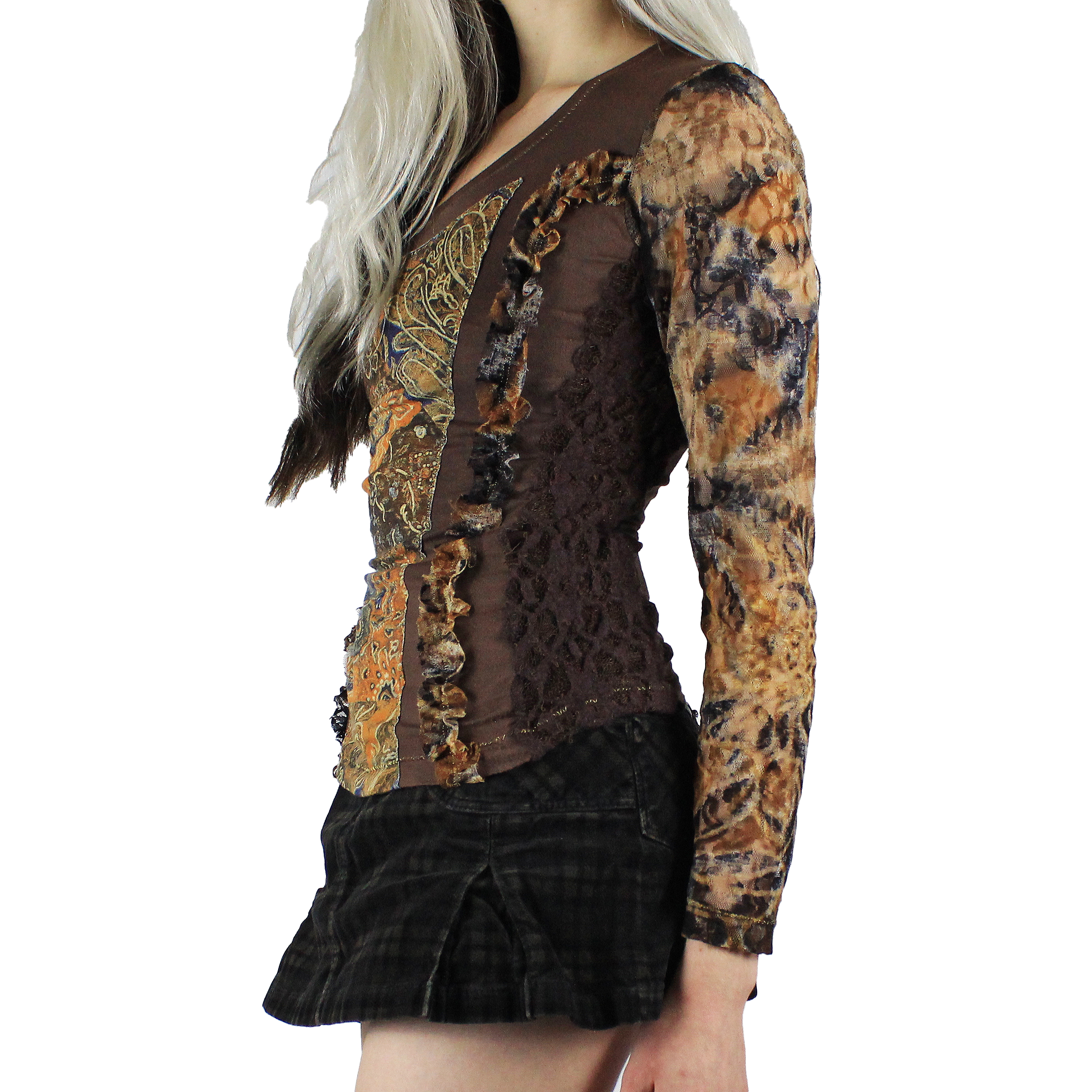 Italian Vintage Lace / Mesh Top (XS/S)