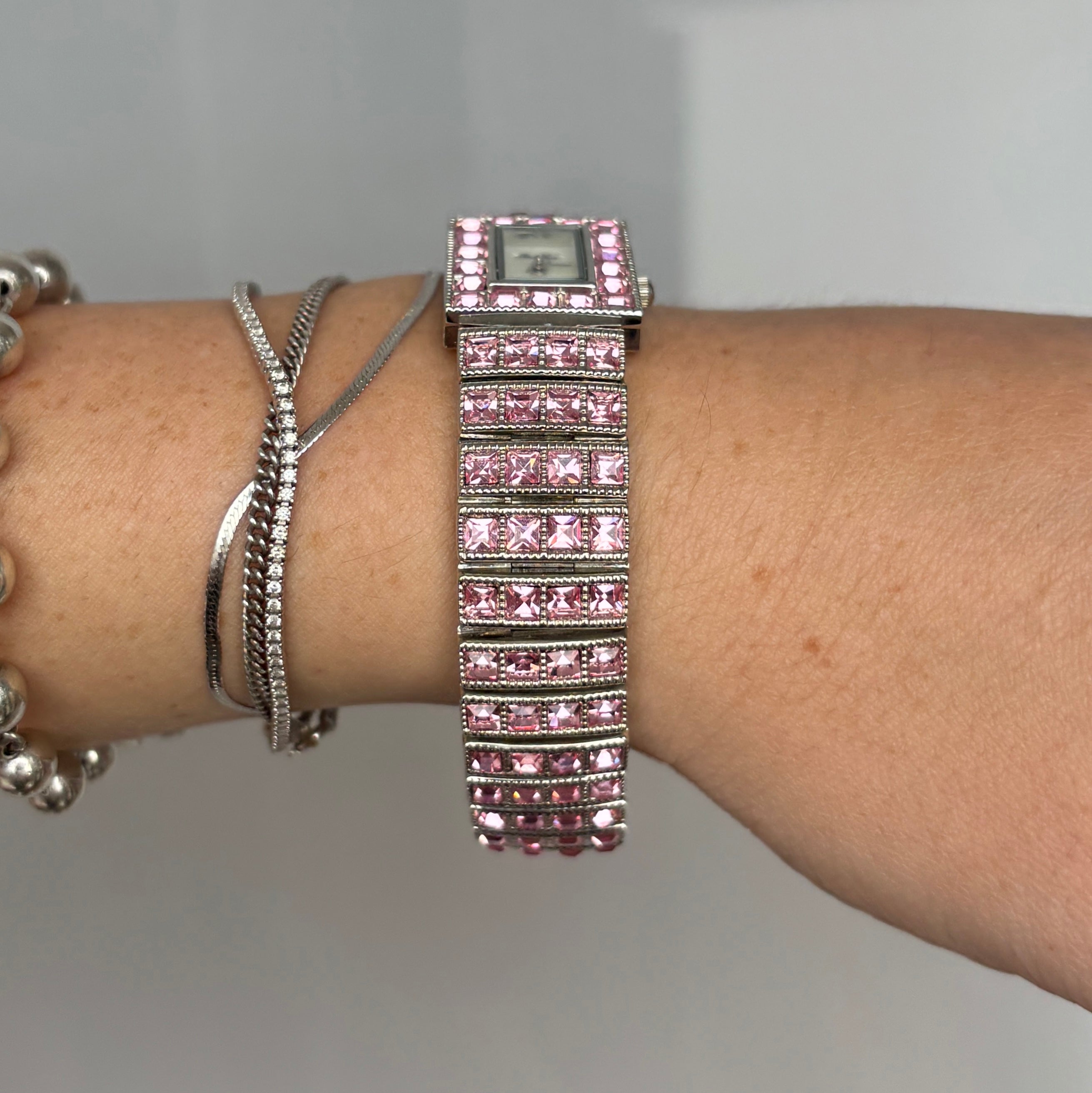 Y2K Pink Gem Bracelet Watch