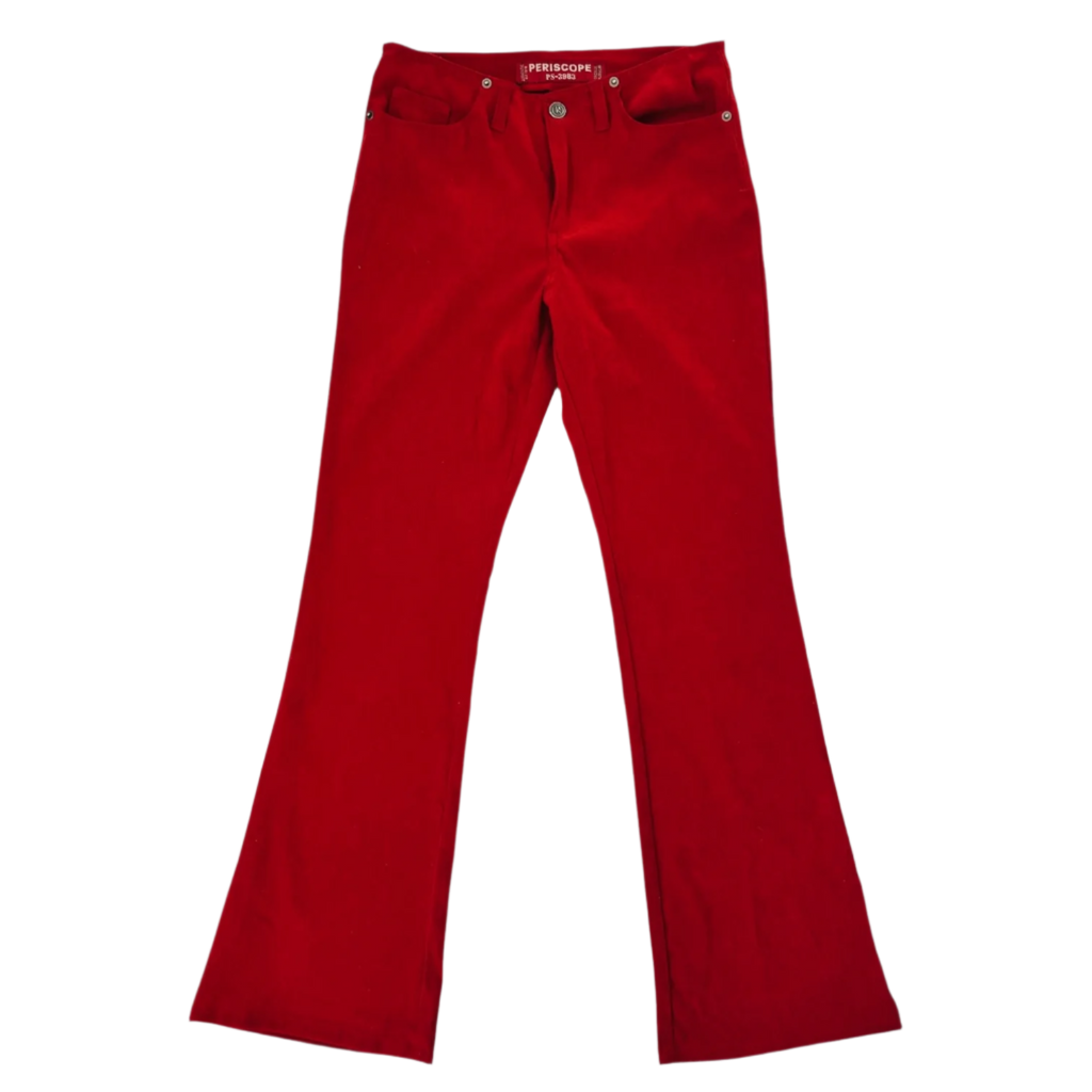 Cherry Red Velvety Flare Pants (S/M)