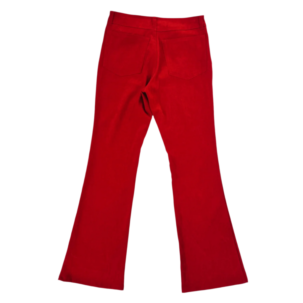 Cherry Red Velvety Flare Pants (S/M)