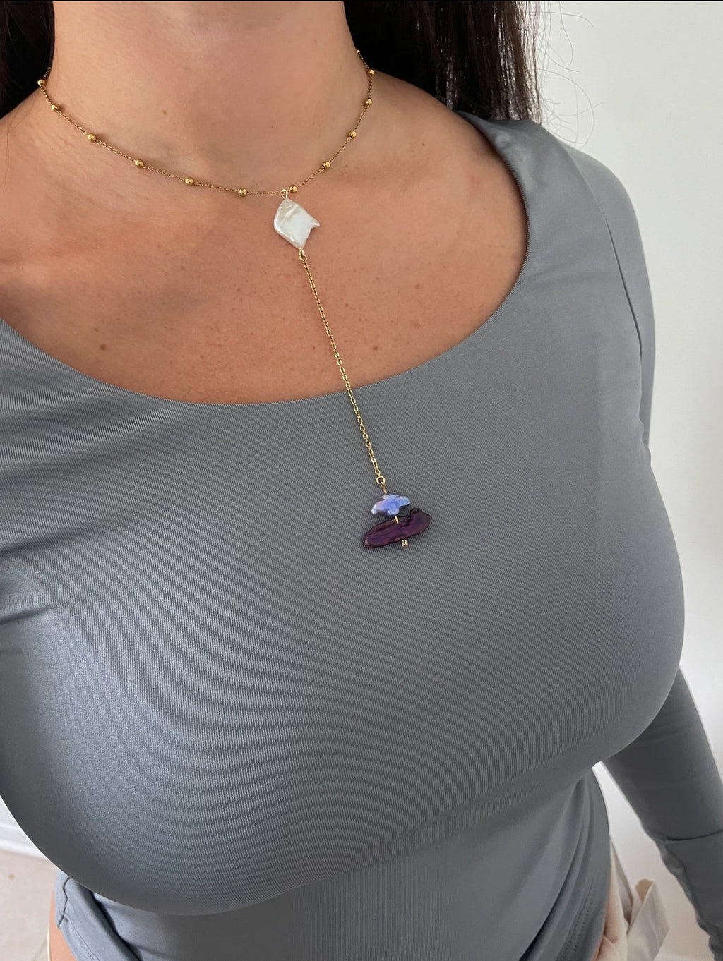 Golden Dusk Lariat Necklace