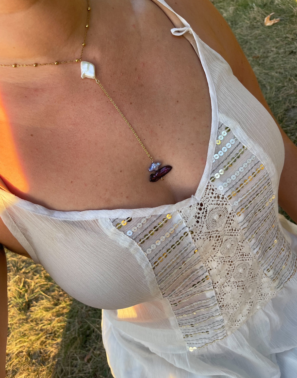 Golden Dusk Lariat Necklace